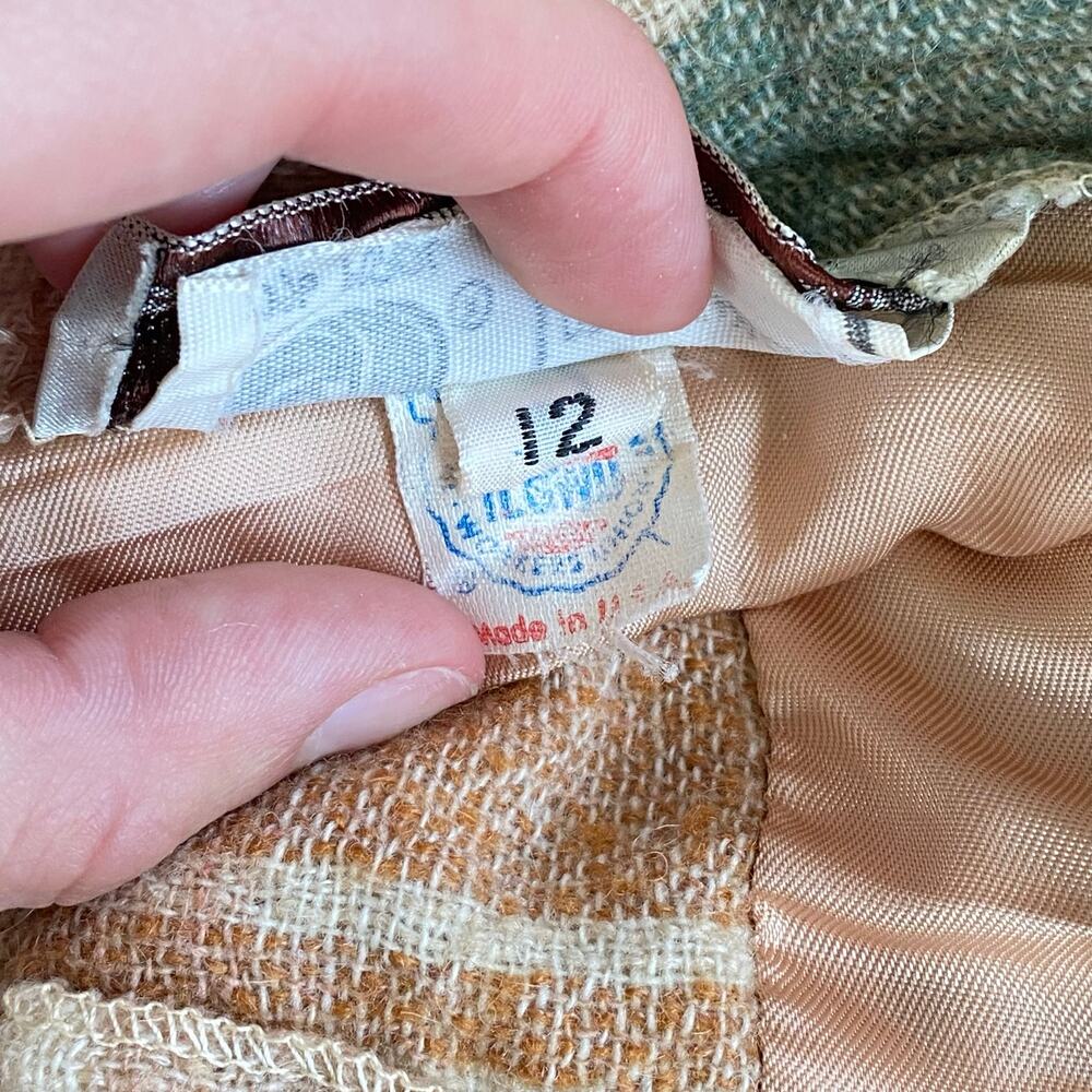 Vintage 1980s Pastel Plaid Wool Midi Skirt Cottagecore Prairie Grandmacore ILGWU - Picture 6 of 8